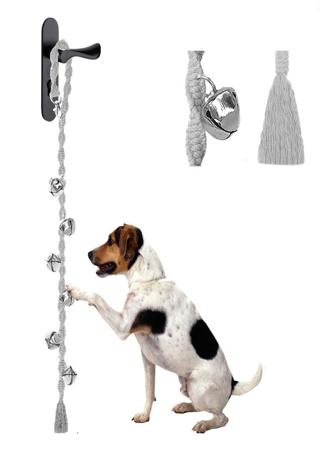 GINIDEAR Dog Bells to Go Outside & Puppy Potty Training, Adjustable Dog Door Bell Ring to Go Potty, Handmade with Premium Yarn. Twisted Style, LightGrey - Image 1